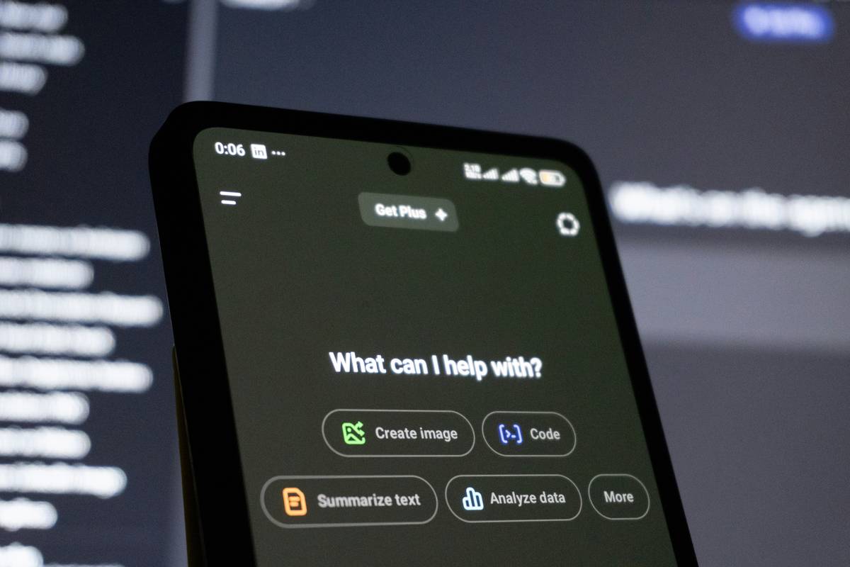 Smartphone screen displays ai chatbot interface